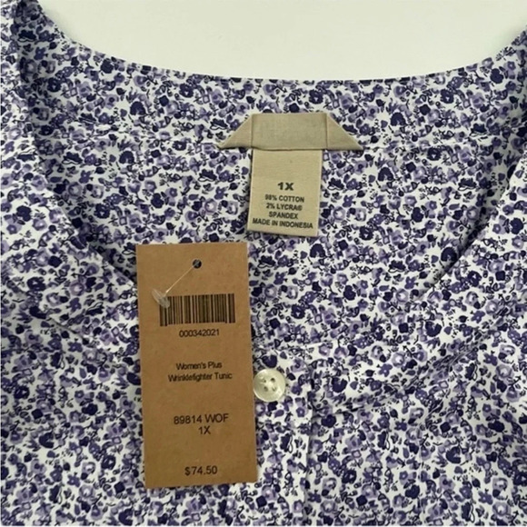 New Duluth Wrinkle Fighter Tunic Shirt Purple Floral - Picture 3 of 5